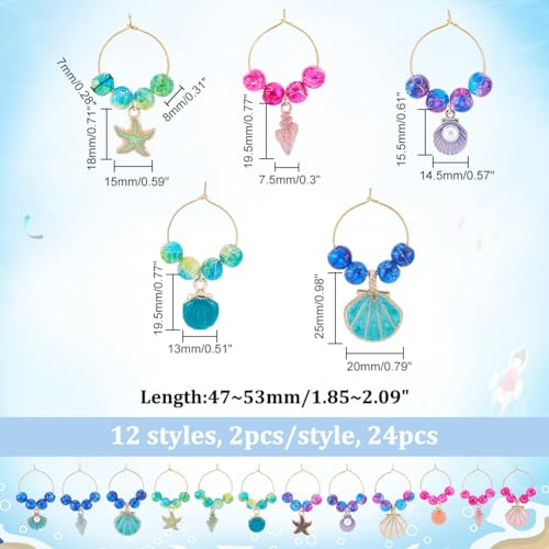 NBEADS 24 Pcs Ocean Theme Wine Glass Charms - Image 2