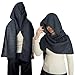 Women Men Fashion Shawl Scarf Cape | Multifunctional Hooded Cowl | Medieval Linen Cotton Cowl Hood |Vintage Goth Costume (Charcoal Gray - Wave Stripe)