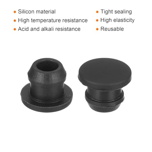 Image of MECCANIXITY Silicone Snap in Locking Hole Plugs,Rubber Panel Seal Cover Flush Type Panel Round for Kitchen Rubber Bulkheads Waterproof Sealing Plugs 7mm /0.28 Inch Diameter Black,Pack of 50