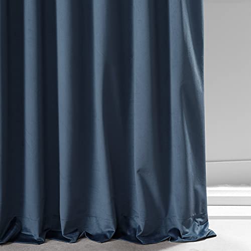 Image of HPD Half Price Drapes Signature Plush Velvet Blackout Curtains for Bedroom (1 Panel), 50W X 96L Hotel Black Out Curtains for Living Room, Thermal Insulated Blackout Curtains for Windows, Varsity Blue