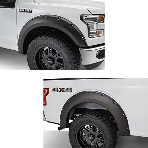 Bushwacker Pocket/Rivet Style Front & Rear Fender Flares | 4-Piece Set, Black, Smooth Finish | 20935-02 | Fits 2015-2017 Ford F-150 Styleside (Excludes Models with Tech Package)