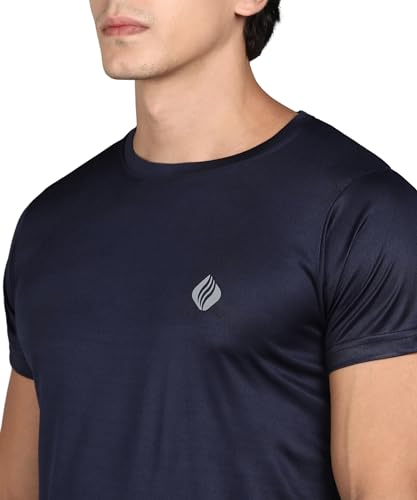 Image of Rodya Men's Solid Navy Blue Active Wear Short Sleeve Athletic T-Shirts for Gym, Running, Yoga, Crossfit