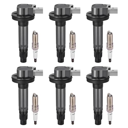 Image of BDFHYK 6 Ignition Coil Pack UF612 and 6 Iridium Spark Plug SP534 Compatible with Ford 2010-2012 Flex,2010-2012 Taurus;Compatible with Lincoln 2010-2012 MKS,2010-2012 MKT 3.5L Coil for GN10843 5C1856
