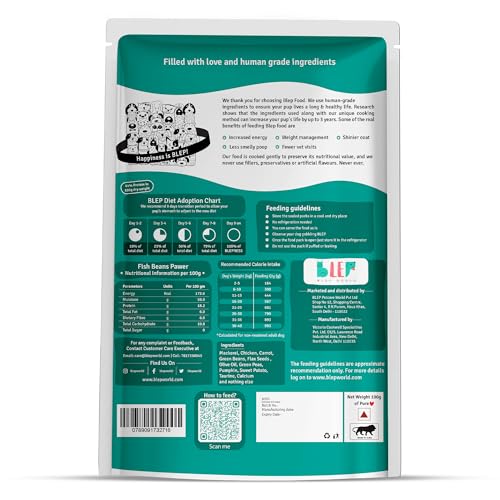 Image of BLEP Fish Beans Natural Dog Food 2.1Kg (21 Packs of 100g) | Zero Preservatives|Aids Joint Health & Digestion|Collagen Rich| Human Grade, Natural Wet Dog Food|Ideal for All Breeds