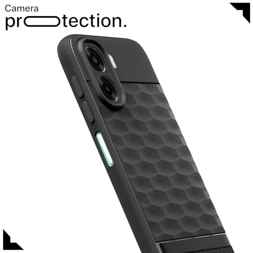 Image of Pikkme Back Cover for Oppo A6X 5G Camera Protection 3D Hexa Cube Design Silicone Protective Bumper Case (Black)