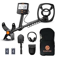 SUNPOW Metalldetektor – 5 Modi Profi für Erwachsene, Pinpointer, IP68 wasserdichte 30 cm Suchspule, 2X HD-LCD Display, DSP-Chip, Verstellbarer Schaft, Robuste Spiralstruktur, Komplettes Set