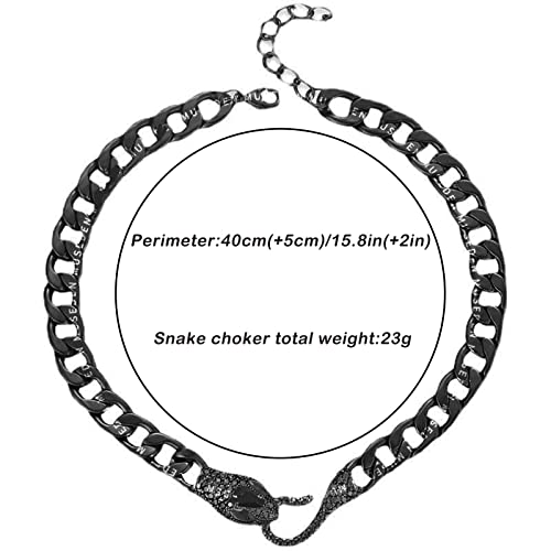 Sttiafay Snake Choker Necklace Cuban Link Chain Necklace Crystal Serpent Statement Necklace Halloween Bib Collar Necklace Jewelry For Women Girls #TOP4