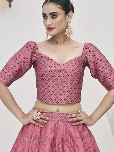 Image of PURVAJA Women's Kanjiwaram Semi-Stitched Lehenga choli