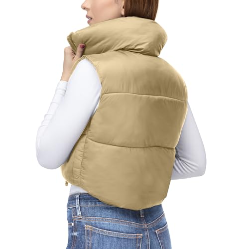 NY Threads Cropped Puffer Vest Women Lightweight Stand Collar Sleeveless Zip Up Winter Padded Gilet3