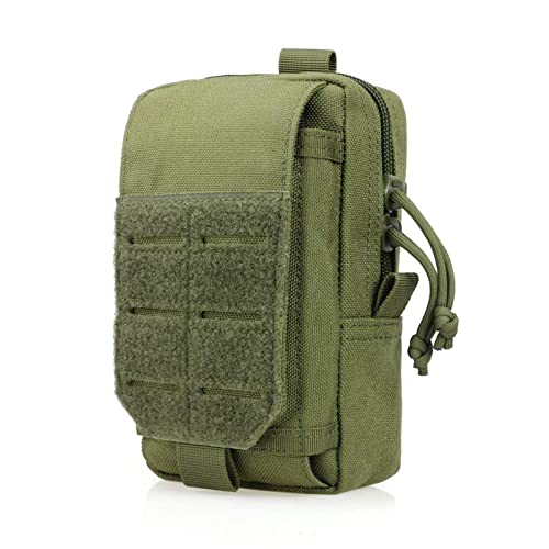 Tactical EDC bag, Molle multifunctional small bag, gadget organizer cell phone holder waist bag, camping hiking cycling climbing with compact bag (GREEN)