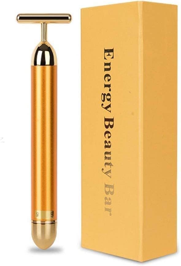 HEVIR 24k Gold Energy Beauty Bar - Electric Vibration Facial Massage Roller, Waterproof, T-Shaped Anti-Wrinkle Massager for Forehead, Cheek, Neck, Clavicle, Arm 2
