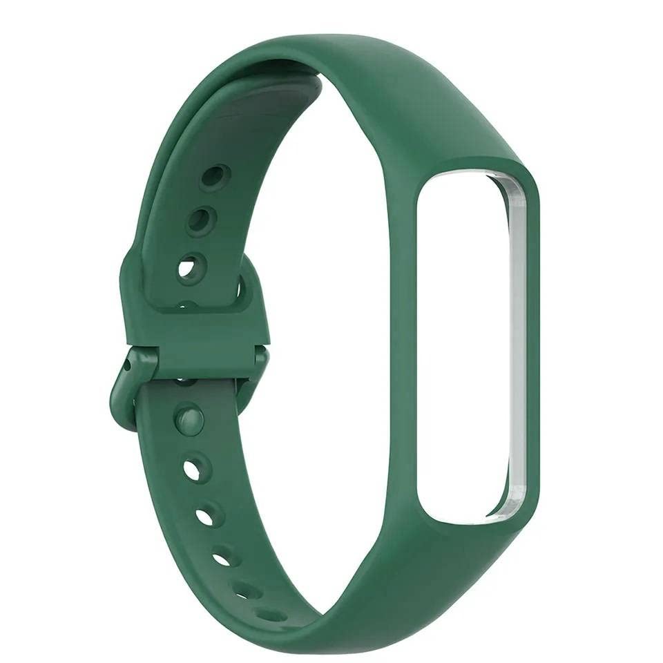 TECHONTO Soft Silicone Watch Band with Secure Buckle Compatible for Samsung Galaxy Fit E Fitness Watch (R375) [Not For Any Other Models] (GREEN)
