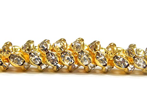 R172E Gold-Plated Crystal Rhinestone 6 mm Rondelle Spacer Beads Wavy Brass Metal Beads Gold Colour A Quality Rhinestone Beads Rhinestones Pack of 50 - Image 2