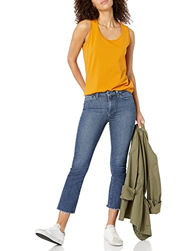 Amazon Essentials Women's Classic-Fit 100% Cotton Sleeveless Tank Top, Pack Of 2, Coral Orange/Golden Yellow, Medium #TOP4