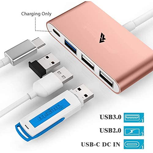 Image of Vaku Luxos USB Type C Hub QUARDO 4IN1 multiport USB 3.0 High-Speed Adapter Connector (5GBPS) Data Transfer Converter Extension Compatible with MacBook Air Pro, Laptop & Other Type C Devices