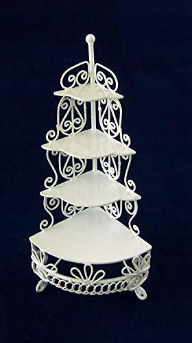 Maison De Poupées 1:12 Meubles Fil Blanc En Fer Forgé Pyramide Étagère De Coin Cover