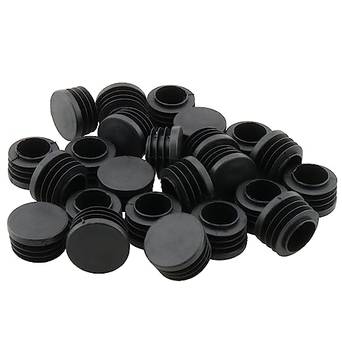 Image of Round Tubing Plug DGZZI 24PCS 28mm Black Plastic Tubing End Caps, Furnigear Black Chair End Cap