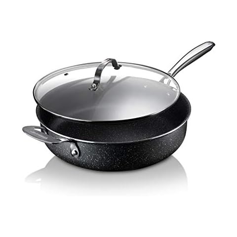Granitestone Sauté Pan with Lid - 5.5 Quart. Non Stick Deep Frying Pan with Lid, Large Frying Pan, Oven Safe Skillet with Lid, Multipurpose Jumbo Cooker, Stovetop & Dishwasher Safe, 100% PFOA Free Cover