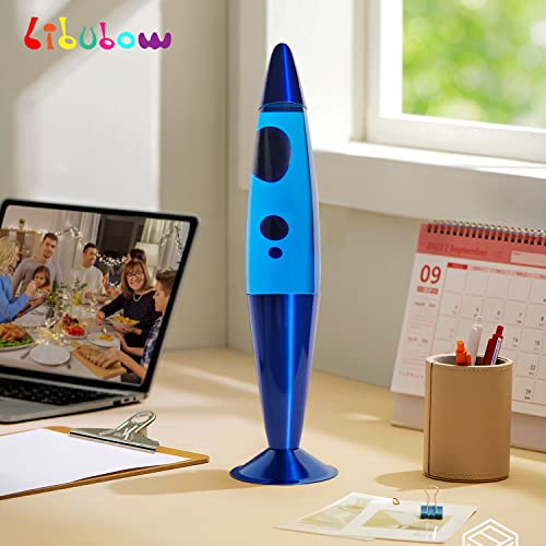 Image of 16 Inch Blue Liquid Motion Lamp, 2 Bulbs, Blue Lamp Night Light, Relaxing and Soothing Light Home Decor Living Room Office Bedroom Lamp, Christmas Birthday Present