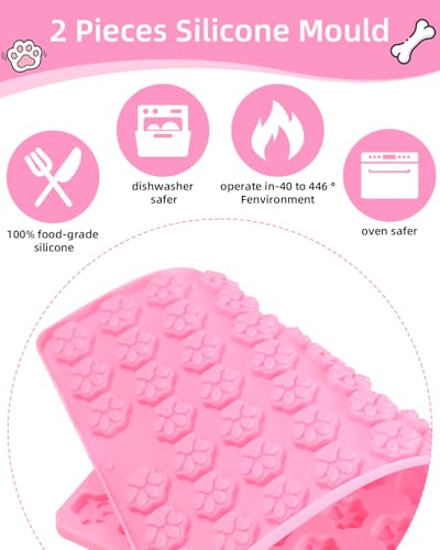 2 Stück Backmatte Hundekekse, Silikon Hundekekse Backform, Antihaftend Silikon Backmatte für hundeleckerlies, mit Schaber,Bürste,Kann für DIY Hundeleckerlies, Schokolade, Eiswürfel, Süßigkeiten, BPA-F