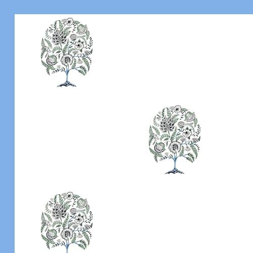 Image of BLOCKS OF INDIA Hand Block /Batik Print Rectangular Table Cloth for 6 Seater Dining Table (60 Inch X 90 Inch)(Blue Tree of Life)