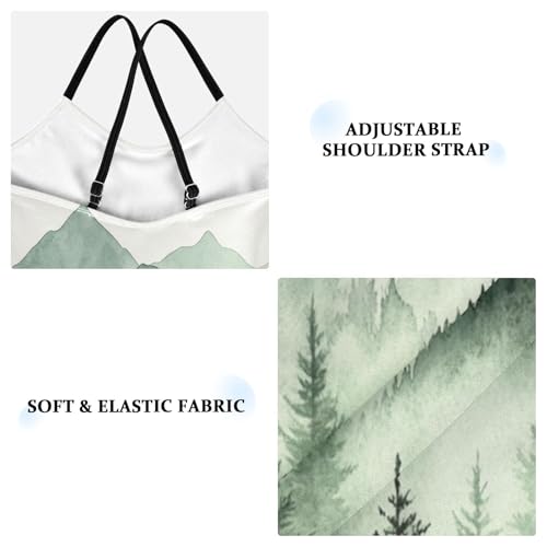 Pigsaly Girls One Piece Swimsuits Evergreen Forest Mountain Kids Cross Back Swimwear Toddler Beach Sport Bathing Suit 3T3