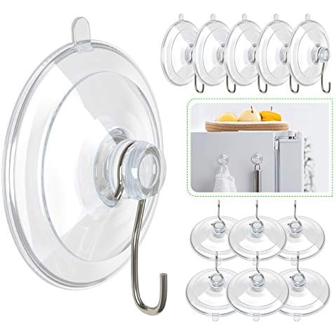HangerSpace Suction Cup Hooks, 1.77 Inches Clear PVC Suction Cups with Metal Hooks Removable Small Suction Cups for Kitchen Bathroom Shower Wall Window Glass Door 12 Pack Cover