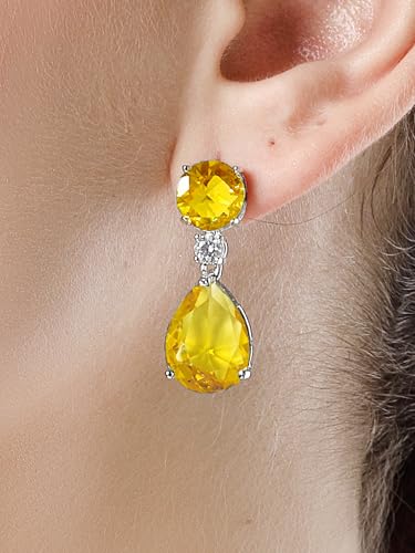 Image of Karatcart Silver Tone Green American Diamond Drop Earrings for Women