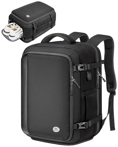 Image of MATEIN Travel Backpack with Shoe Compartment for Men, 17 Inch Underseat Laptop Bag for Women with Wet Dry Pocket, 40L Water Resistant Backpack for Business Luggage, Black