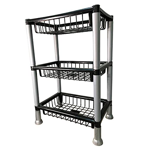 Fruteira De Chão Cesto Organizador Com 3 Andares Empilháveis Fácil de Montar