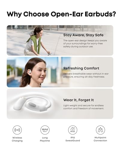 Image of soundcore AeroFit 2 by Anker, Open-Ear Headphones, 4 Adjustable Positions for Every Ear Size, 2x Richer Bass, Hi-Res, 42H Playtime, IP55, AI Clear Calls,Wireless Charging,Translation Earbuds Real Time