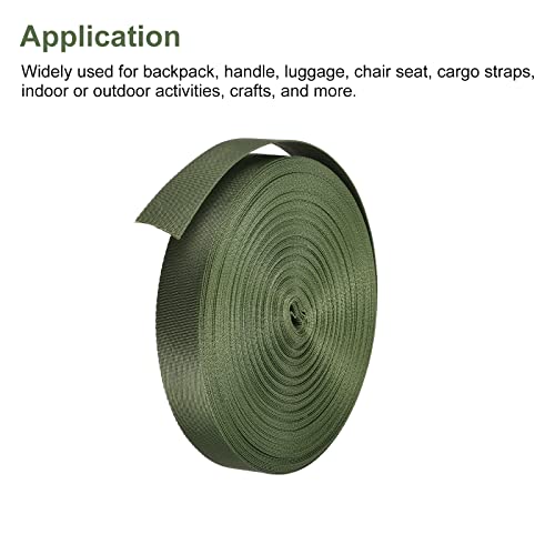 Image of Nylon Webbing Strap, 10 Metres, 1 inch /1.5 inch /2 inch Width, 0.7 mm Thickness (Dark Green, 1 inch)