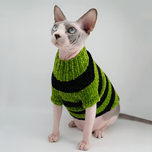 Sphynx Cat Clothes Super Soft Winter Warm Turtleneck Sweater Coat For Cats Pajamas For Cats And Small Dogs Apparel, Hairless Cat Shirts Sweaters (Small (Pack Of 1), Light Green) #TOP3