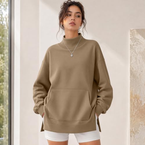 Mockneck Sweatshirt Women Long Sleeve Loose Fit Oversized Sweatshirt - image 4