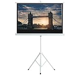 INMOZATA 50" Projector Screen and Stand, 16:9 HD Projector Screens Pull Down with Tripod Stand for Office Home Cinema Party, Indoor Outdoor Portable Projector Movie Screen for Garden