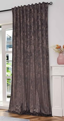Gardinenbox Milano Star 2023300 Rideau en Velours damassé H x l 245 x 140 cm Gris Or Rose Rideau avec Impression Film et Plusieurs Rubans de Suspension : Luxe...