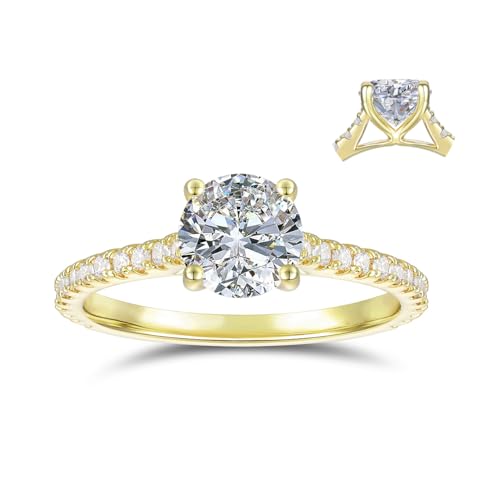 1.0 CT Round Brilliant Cut Moissanite Engagement Rings 14K Gold Promise Rings