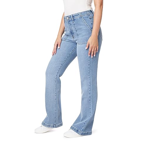 kensie Jeans for Women High-Rise Lambchop Flare Clean Hem 32-Inch Inseam, Size 0-142