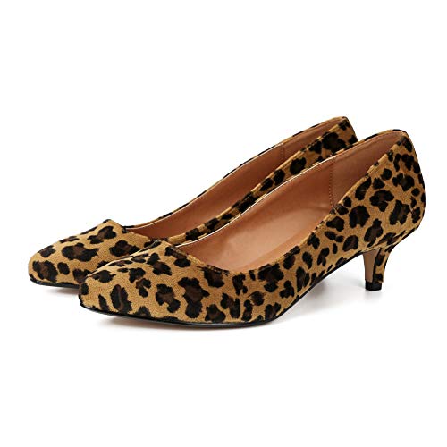 Image of MAIERNISI JESSI Unisex Men's Women's Pointed Toe Kitten Heel Pumps, 2 Inch Low Heel Office Dress Shoes