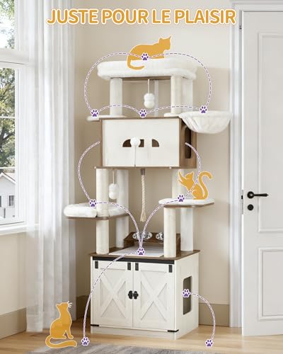 Arbre à chat avec meuble litière pour cacher les odeurs et amuser votre chat - 7