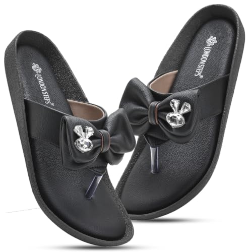 Image of Women Stylish Bow Flip Flops | Soft Comfort Toe Post Slippers for Women | Casual Lightweight Everyday Wear Sandals