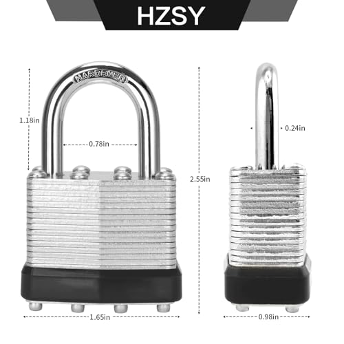 HZSY Padlocks Keyed Alike 6 Pack, Laminated Steel Padlock (1-9/16", 40mm) by HZSY - Used condition - Image 3