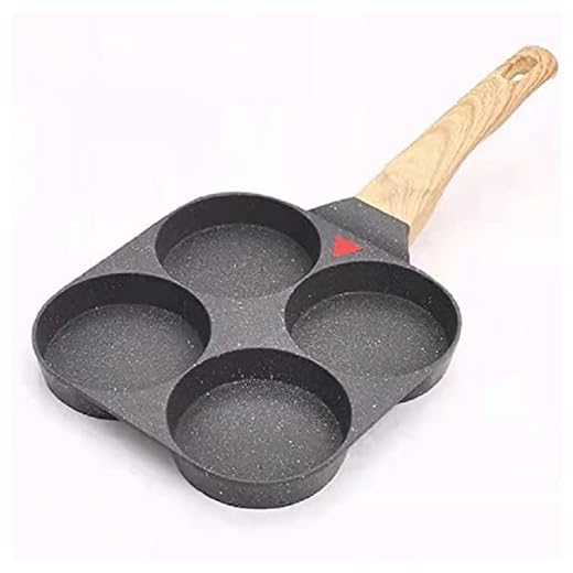 Uppgradera 4 håls omelettpanna stekkruka non-stick kastrull äggpannkakor stek pan matlagning äggskinka på frukosttillverkare köksredskap verktyg (Color : Black Round)