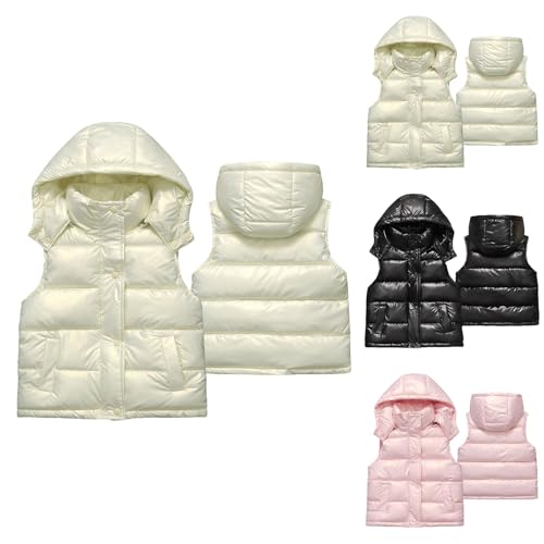 Girls Puffer Vest Kids Boys Quilted Sleeveless Removable Hooded Jackets Winter Warm Zip Up Puffy Down Waistcoat