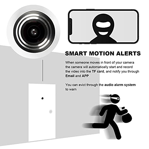 Kasfye Câmera olho mágico de porta, câmera IP HD 1080p orifício de porta com lente olho de peixe de