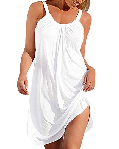 Vestidos Tirantes Mujer Cortos Tunica Playa Talla Grande Camisola Sin Mangas Pareo Verano Plisado Vestido Cuello Barco Caftan Premama Kaftan Etnico Traje Piscina Ropa de Baño Bikini Cover Up