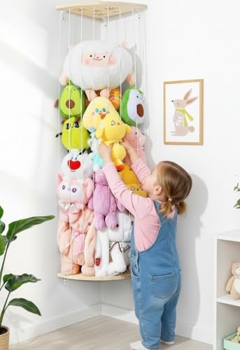 Maximize Bedroom Storage with These Creative Solutions Wooden Stuffed Animal Storage Corner - Heigh Adjustable Large Stu...