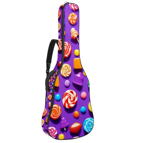 Sac pour guitare acoustique 40-42" imperméable et multicolore à motif bonbons violets