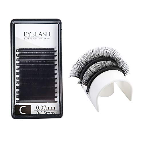 Preisvergleich Produktbild Einzelwimpern Individuelle Wimpernverlängerung Seidenwimpern Volumen Lashes Extensions 0.05mm-0.25mm C / D Curl 8-15mm Mix Länge (C-0.07mm-mix)
