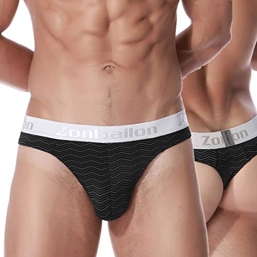 Zonbailon Men's G String Underwear 3X With Big Pouch Hot Sexy Comfotable Tagless Low Rise Big And Tall Thongs For Men Black Size 3Xl Xxxl 48 50 #TOP2